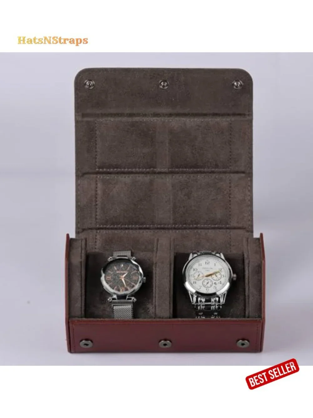 Leather Watch Travel Case Portable Organizer Roll for Men Women